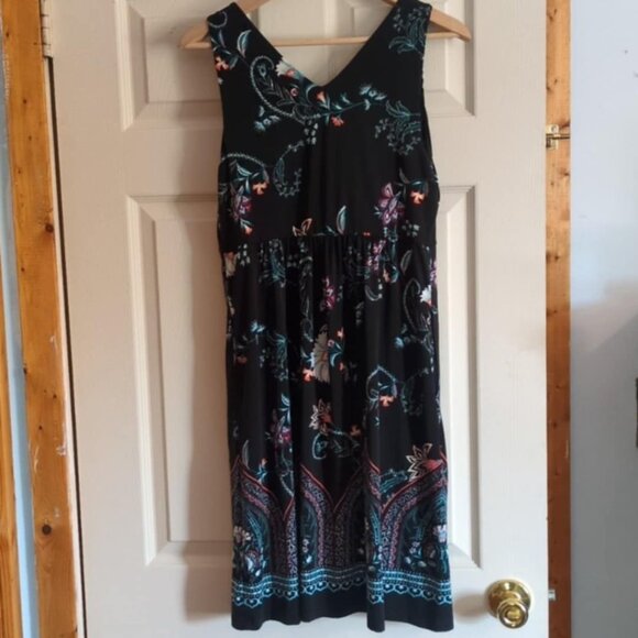 Soma Black Floral Dress Size Medium Supersoft Boho Dark Fairy Sundress Stretchy - Picture 3 of 4